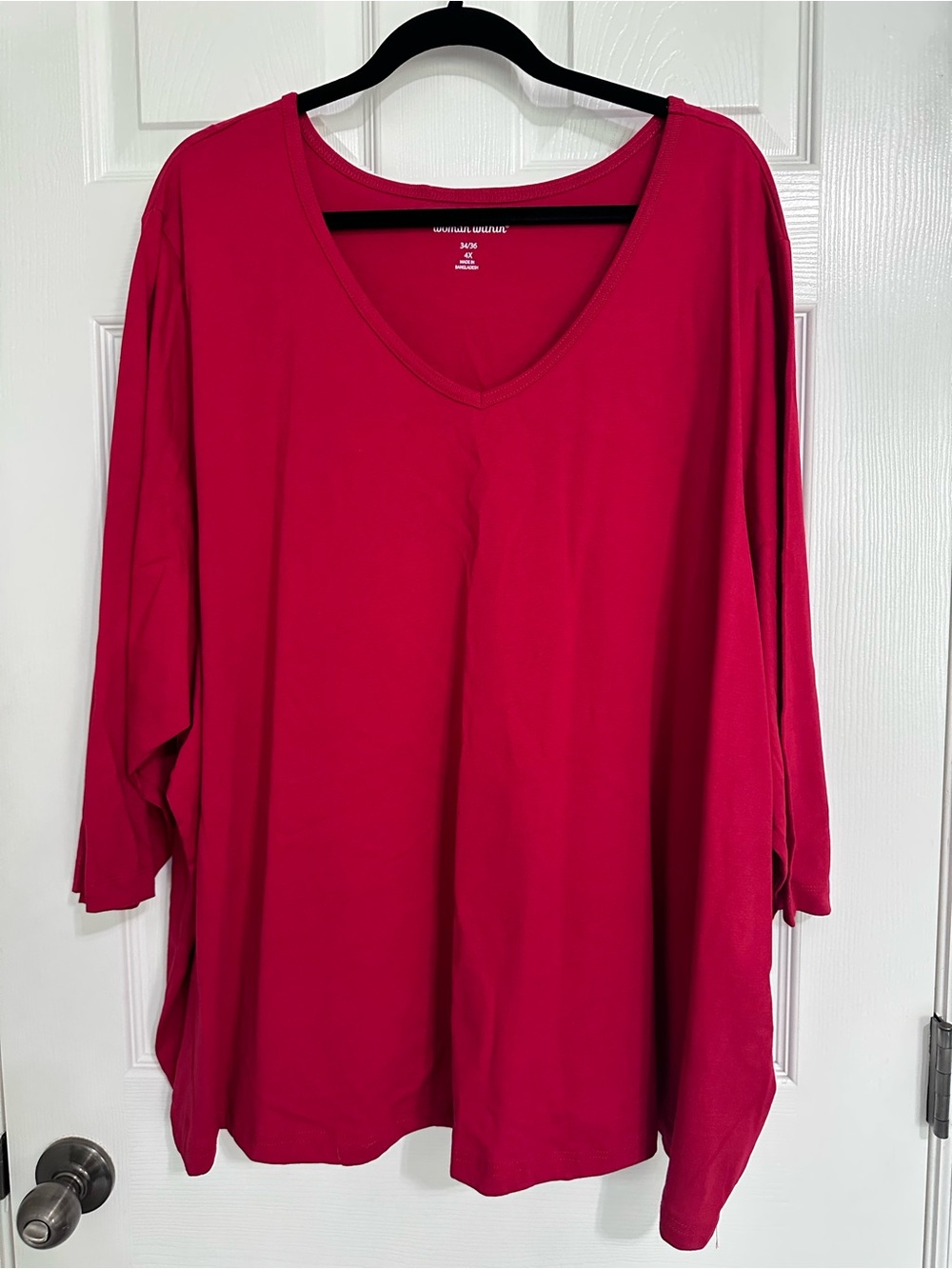 Woman Within 3/4 Sleeve Top in Red